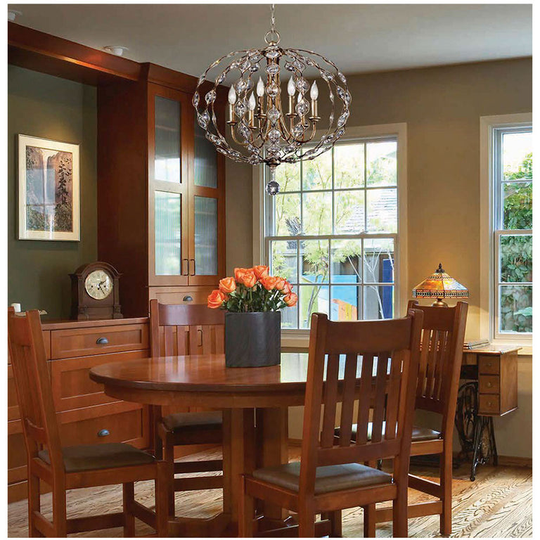Leila 6 Light Chandelier Burnished Silver - FE-LEILA6