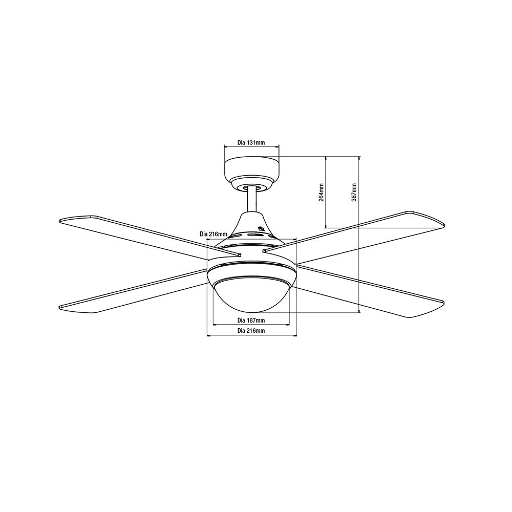 Link 48" AC Ceiling Fan With 2 x E27 & Wall Control White - FSL1244W