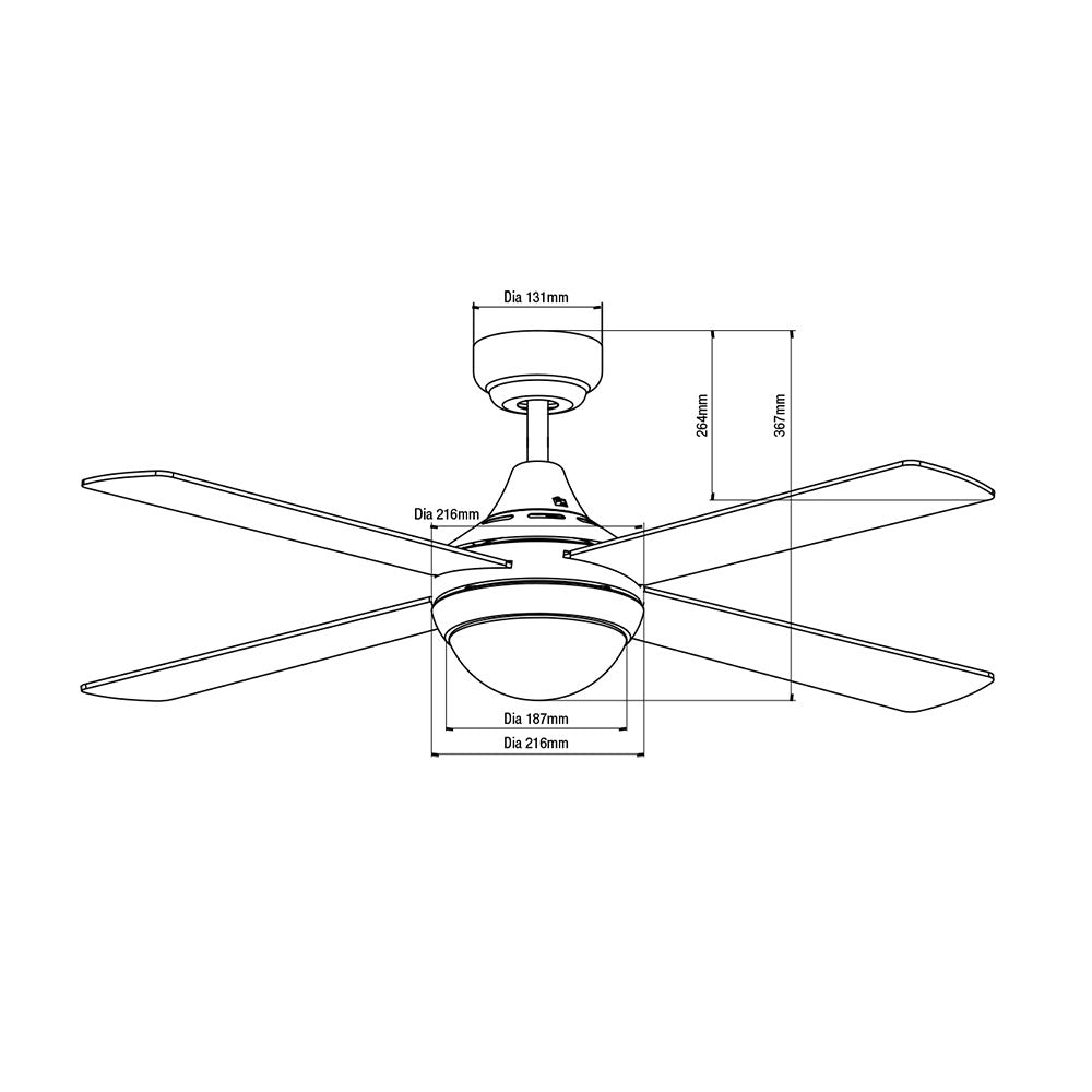 Link 48" AC Ceiling Fan With 2 x E27 & Remote Control White - FSL1244WR