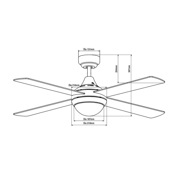 Link 48" AC Ceiling Fan With 2 x E27 & Remote Control White - FSL1244WR