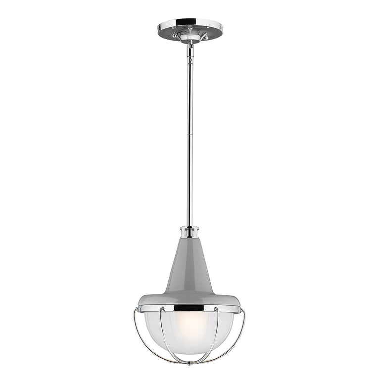 Livingston Mini Pendant High Gloss Gray / Polished Nickel - FE/LIVINGSTN/P/S