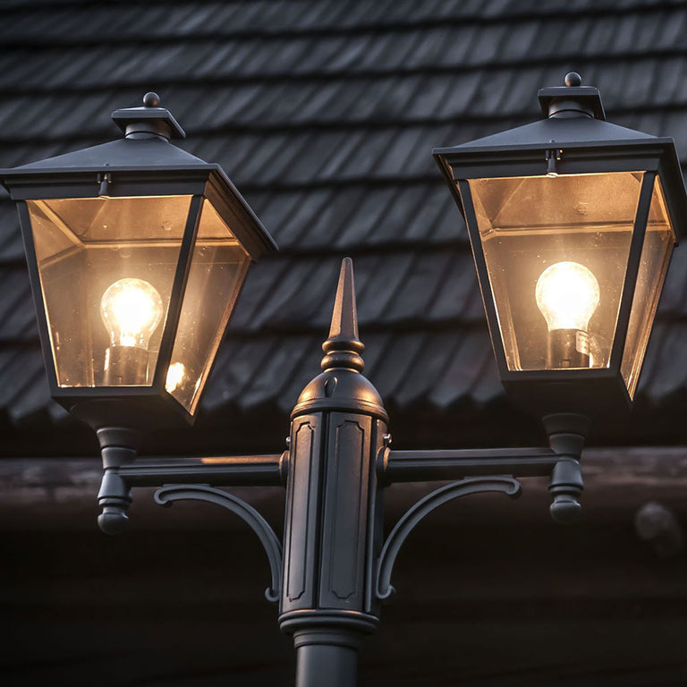 London 2 Light Large Pole Light Black - NLYS.492B