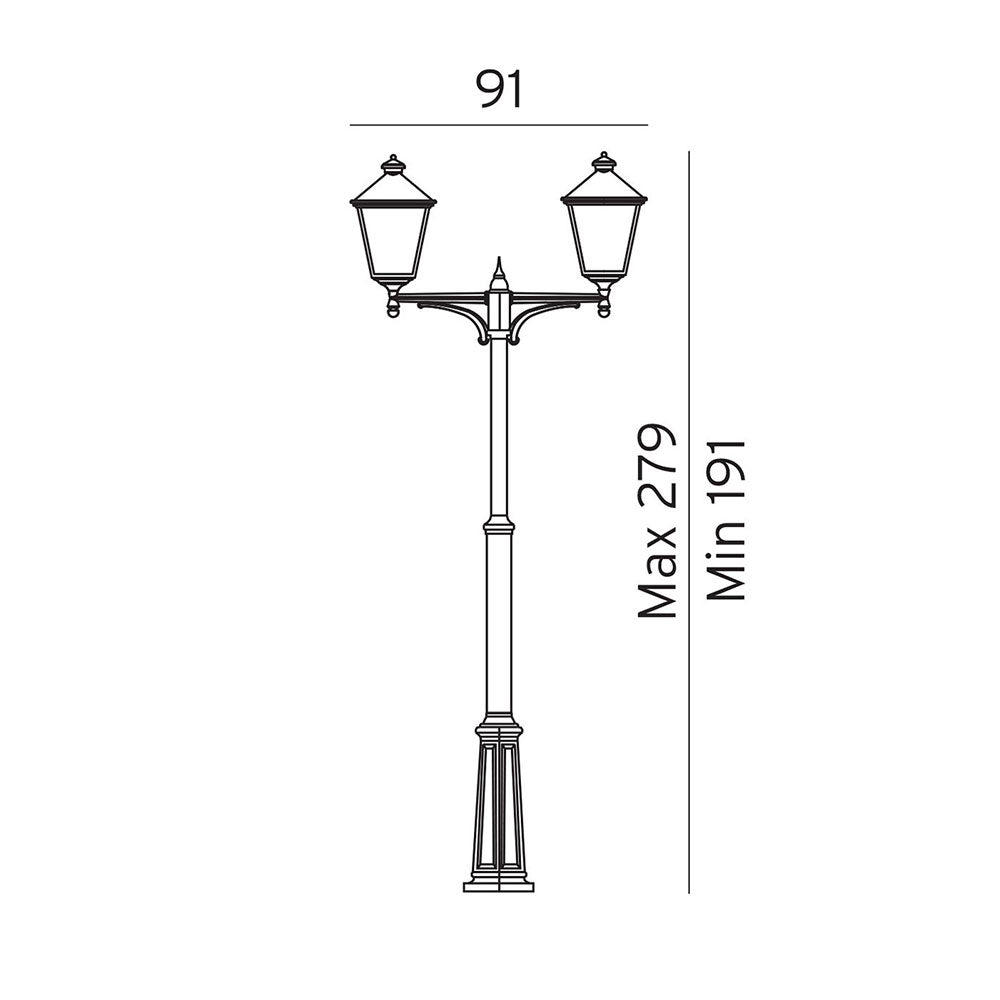 London 2 Light Large Pole Light Black - NLYS.492B