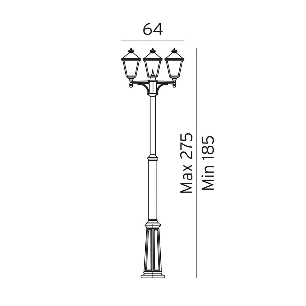 London 3 Light Pole Light Black - NLYS.483B