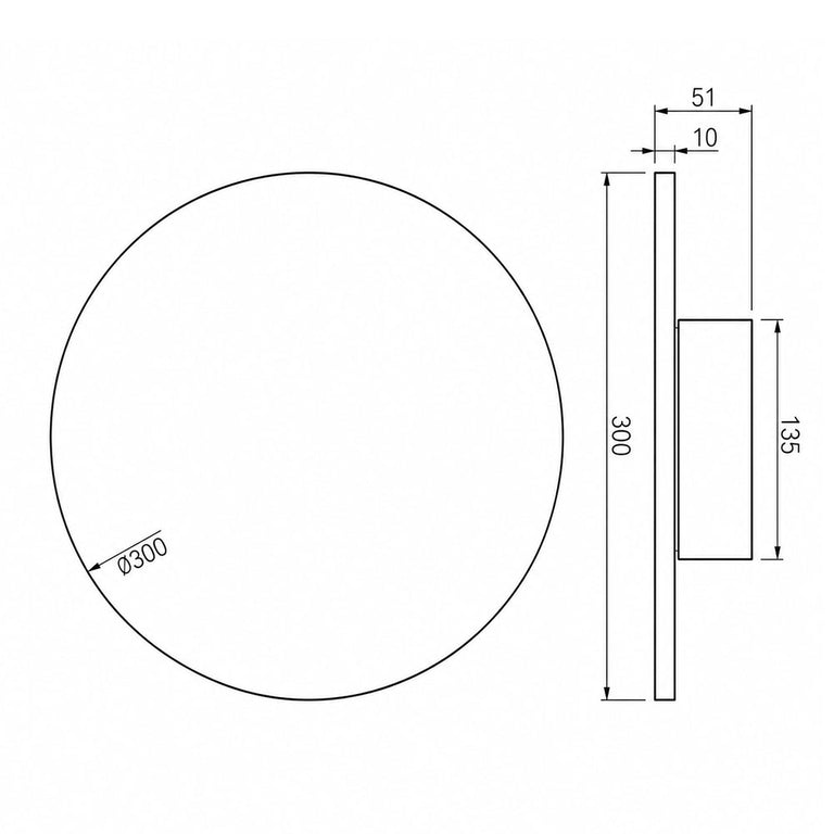 Luna 300mm 12W Dimmable LED Wall Light Black / Tri-Colour - UWL-LUNA-300-BLK