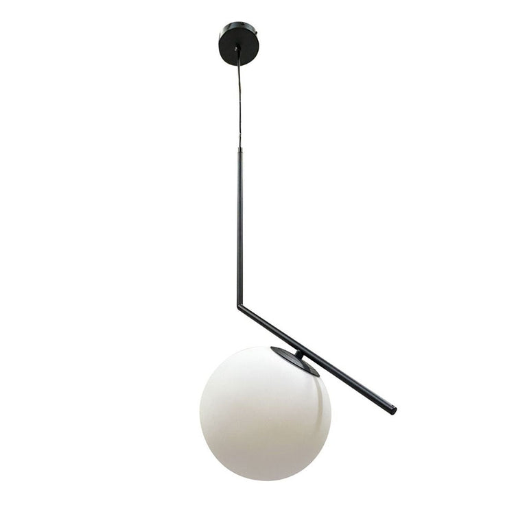 Luna 1 Light Pendant Black / Opal