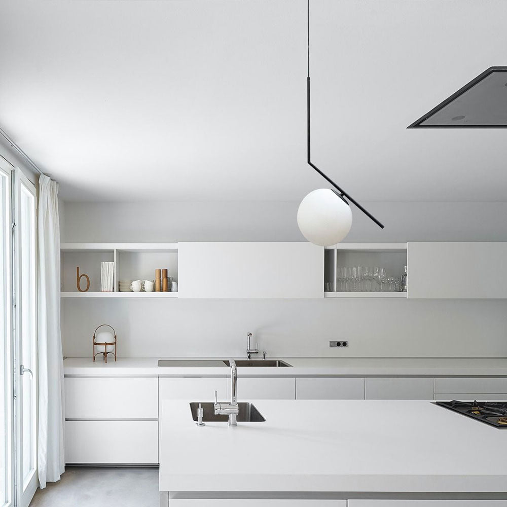 Luna 1 Light Pendant Black / Opal