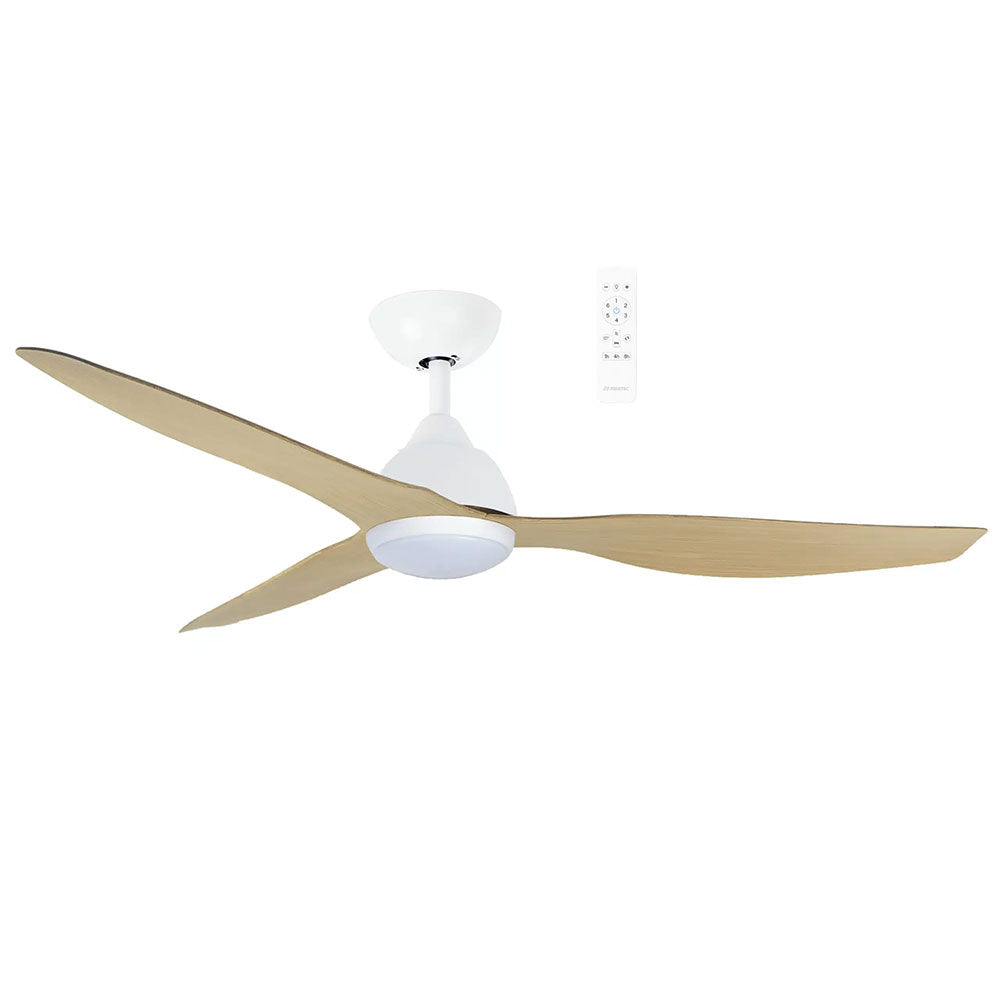 Avoca 52" DC Smart Ceiling Fan With WIFI Remote Control Matt White / Oak + LED Light - MADC1333WOR