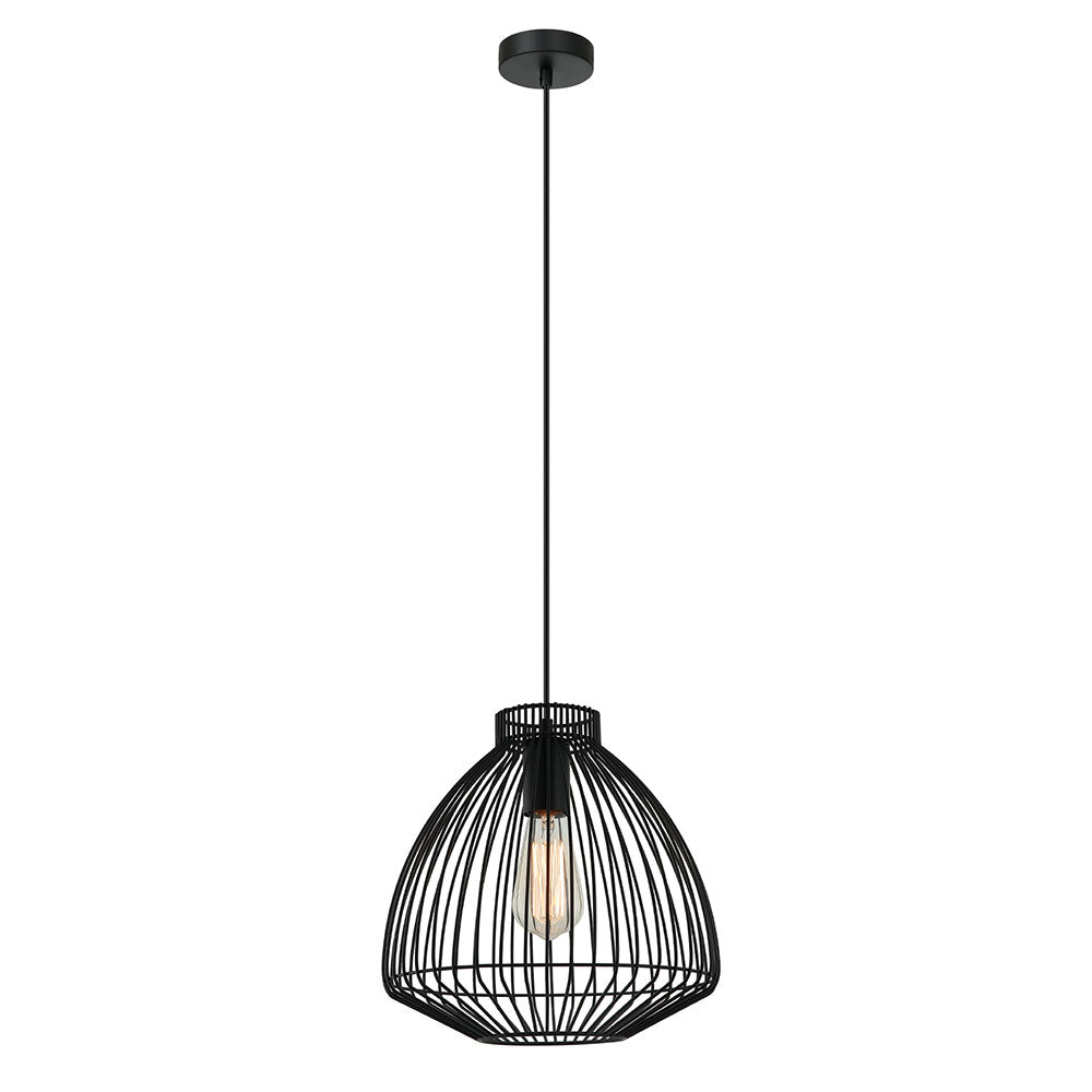 Interior Concave Wire Cage Pendant Black - MANU1