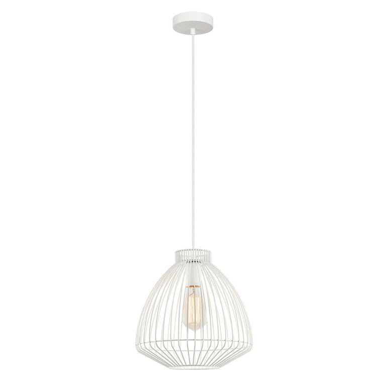 Interior Concave Wire Cage Pendant White - MANU2