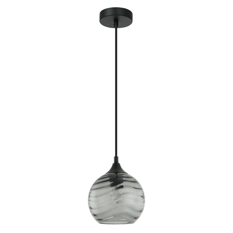 Interior Wine Shaped Wavy Glass Pendant Smoke - MARBRE1