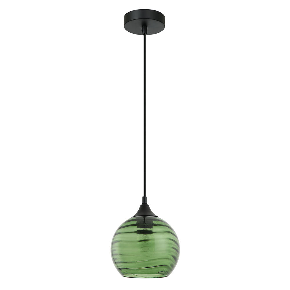 Interior Wine Shaped Wavy Glass Pendant Green - MARBRE2