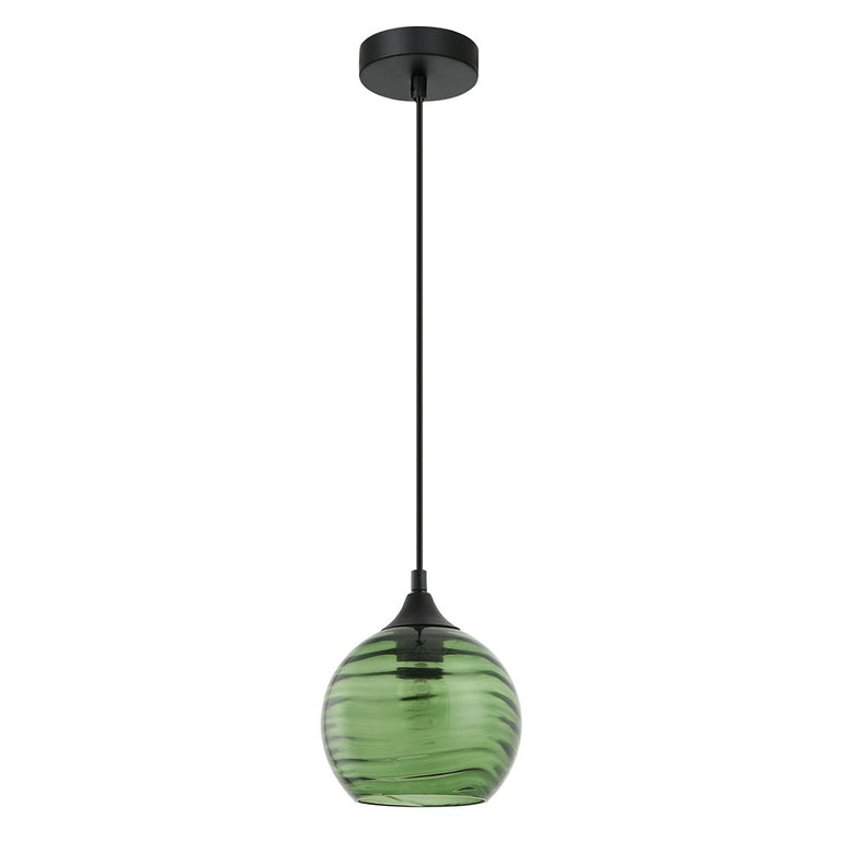 Interior Wine Shaped Wavy Glass Pendant Green - MARBRE2