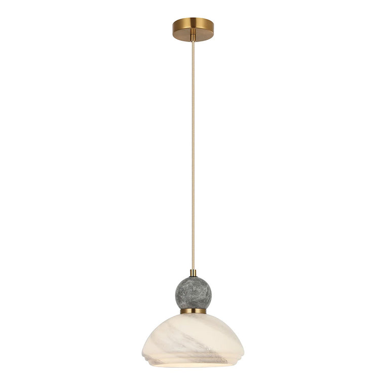 Interior Marbled Glass Dome Shade with Travertine / Marble Highlight Pendant Grey - MARMARA5