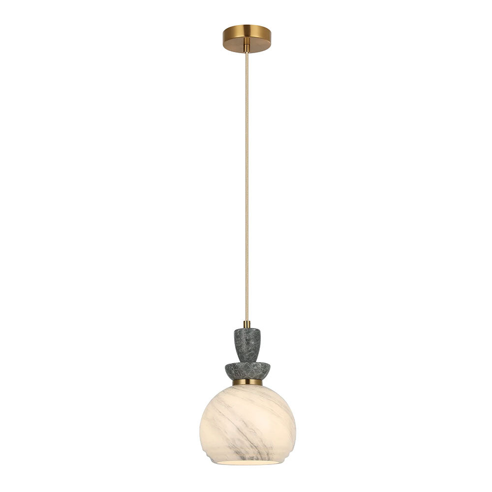 Interior Marbled Glass Wine Glass Shape with Travertine / Marble Highlight Pendant Grey - MARMARA6