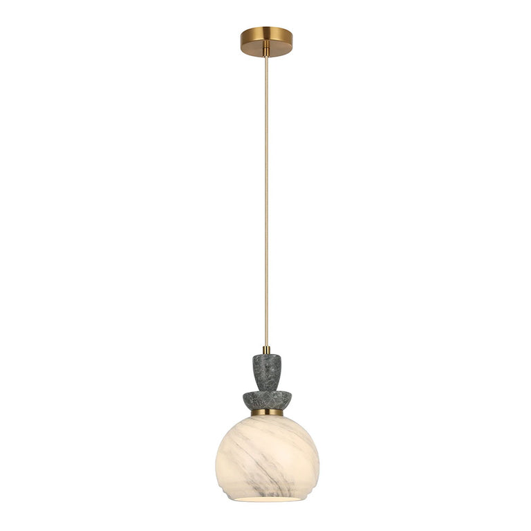 Interior Marbled Glass Wine Glass Shape with Travertine / Marble Highlight Pendant Grey - MARMARA6
