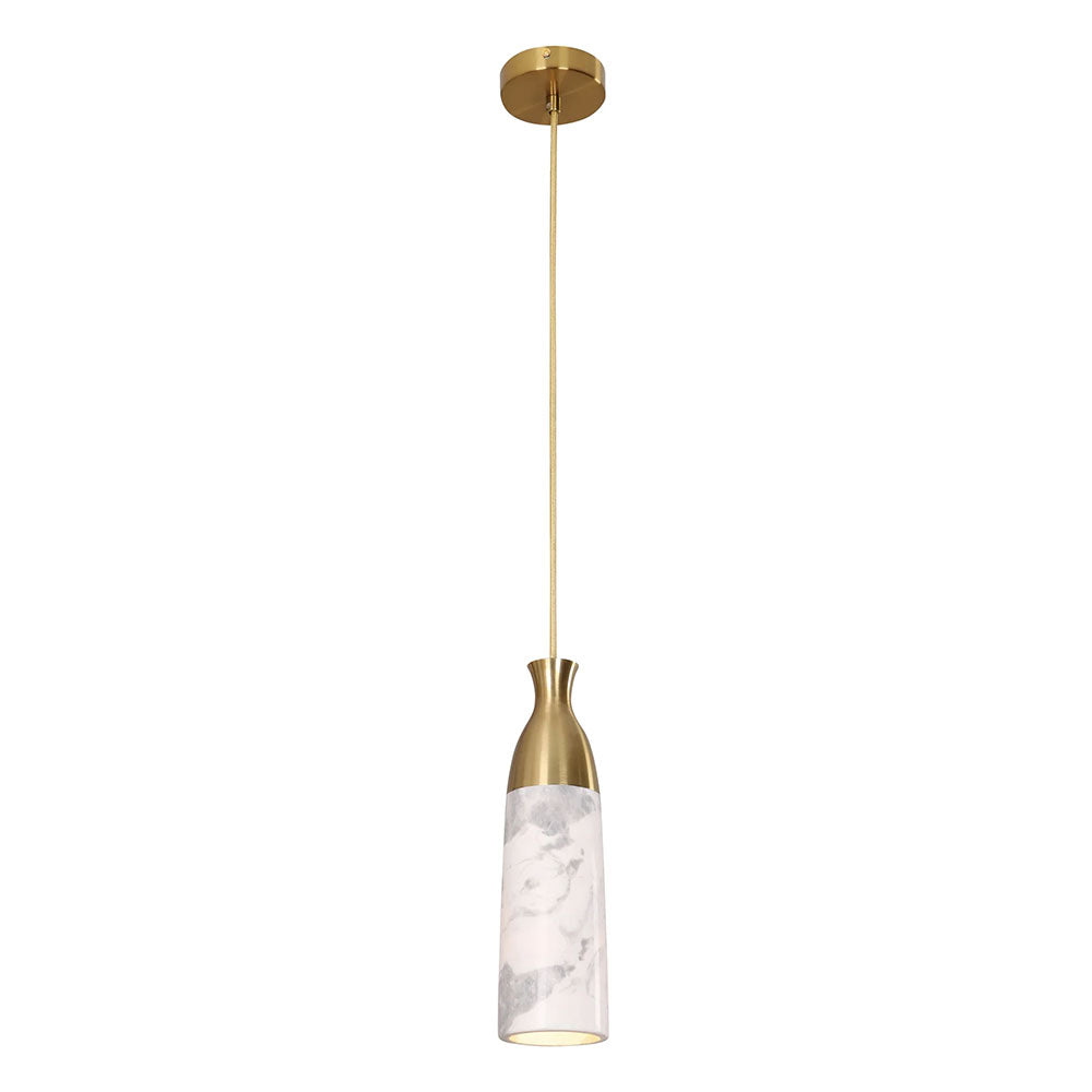 Interior Marble Cylinder Pendant White - MARMOL4