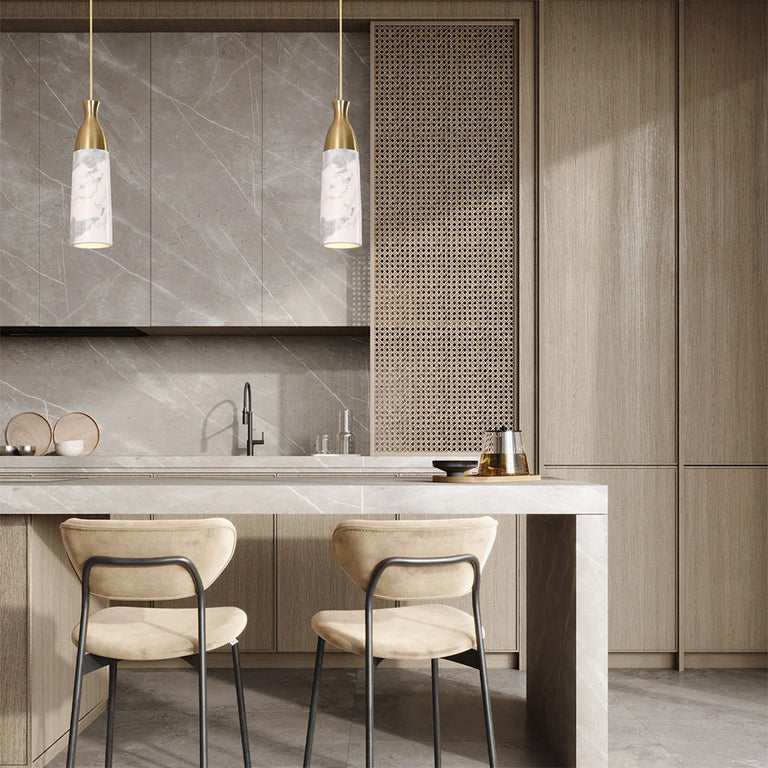 Interior Marble Cylinder Pendant White - MARMOL4