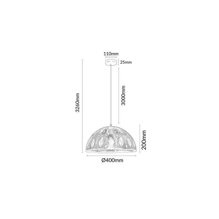 Dome Shape Pendant Light Black  - MARRAKESH03A