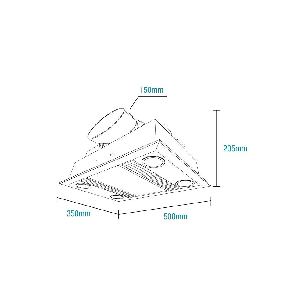 Linux DC – 3 in 1 Bathroom Heater & Exhaust Fan With Tri-Colour LED Light - MBHLDC1000W