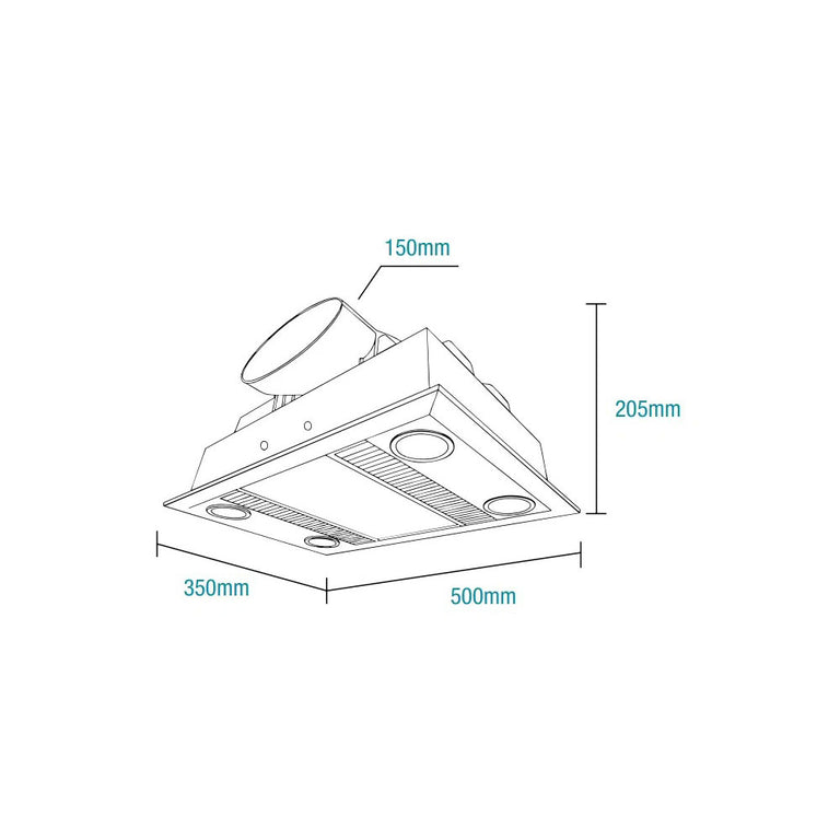 Linux DC – 3 in 1 Bathroom Heater & Exhaust Fan With Tri-Colour LED Light - MBHLDC1000W