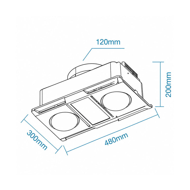 Profile Panel DC 2 3-in-1 High Performance Heater Fan Exhaust with 12W Tricolour LED Light - MBHN2LW
