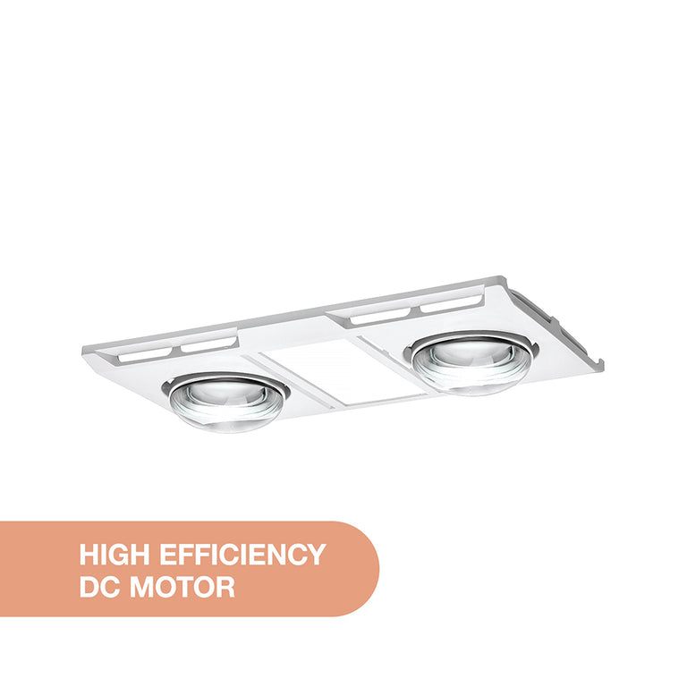 Profile Panel DC 2 3-in-1 High Performance Heater Fan Exhaust with 12W Tricolour LED Light - MBHN2LW