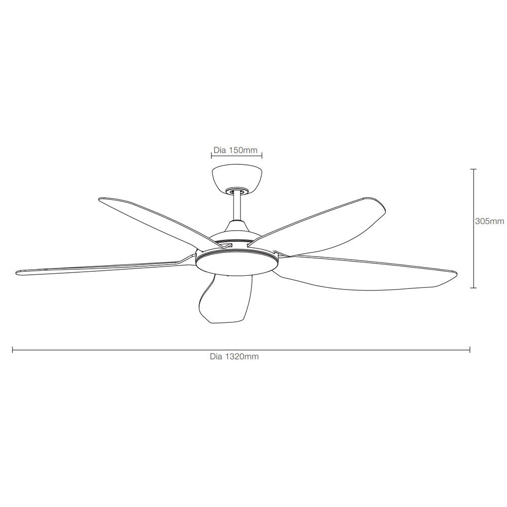 Esprit 52" DC Smart Ceiling Fan With WIFI Remote Control Matt Black - MDCE135M