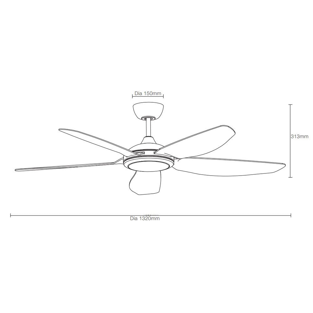 Esprit 52" DC Smart Ceiling Fan With WIFI Remote Control + LED Light Matt Black - MDCE1353M