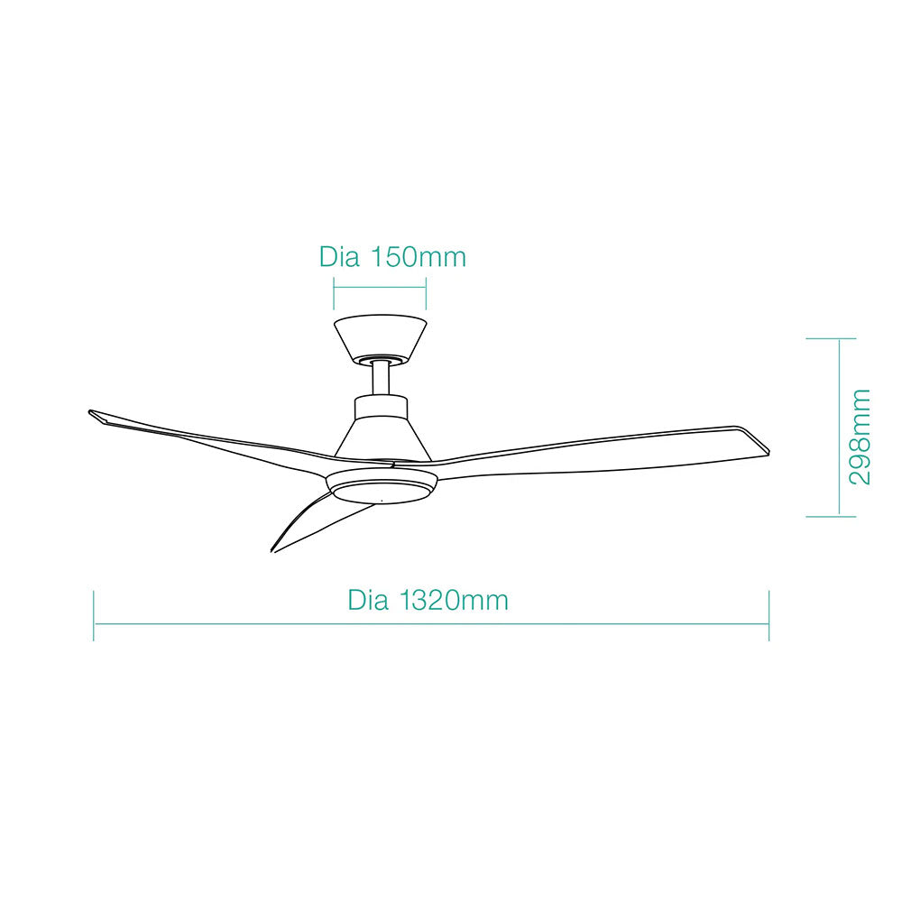 Triumph 52" DC Smart Ceiling Fan With WIFI Remote Control + LED Light Matt White - MDCT1333W