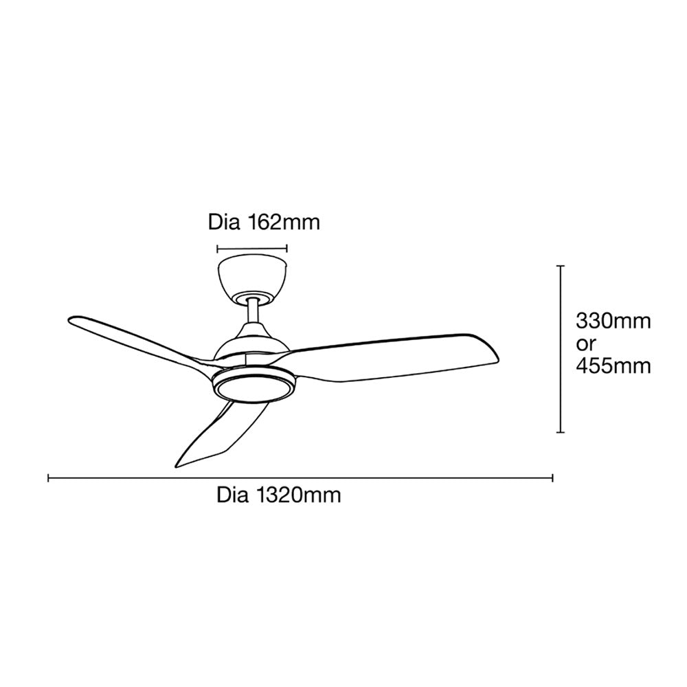 Daytona 52" DC Smart Ceiling Fan With WIFI Remote Control Matt Black - MDDC133M