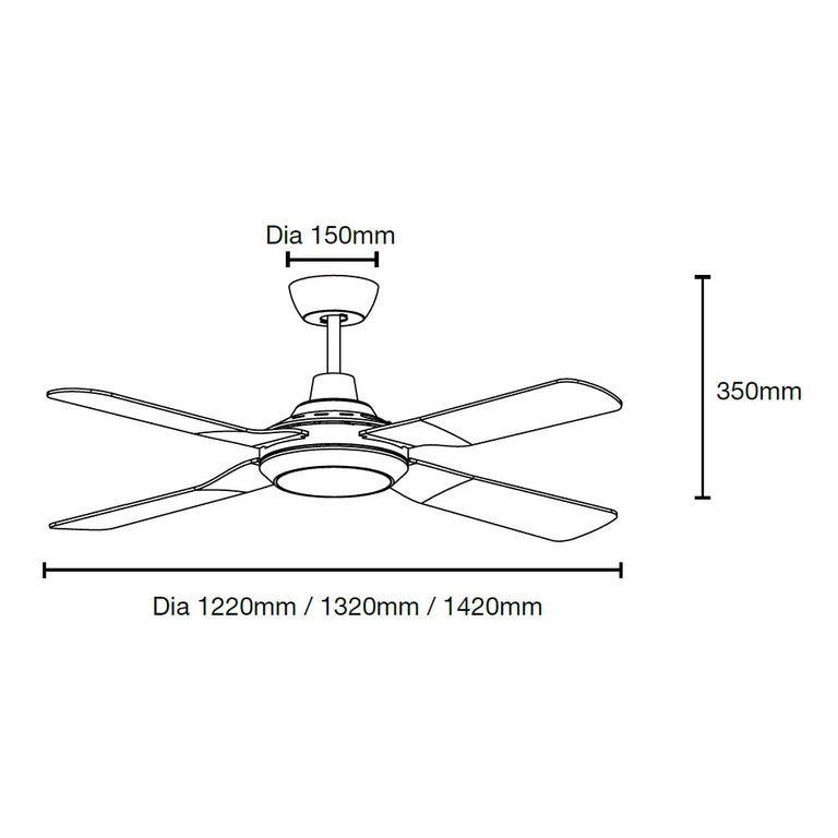 Discovery II 48″ AC Ceiling Fan with LED Light - MDF1243W