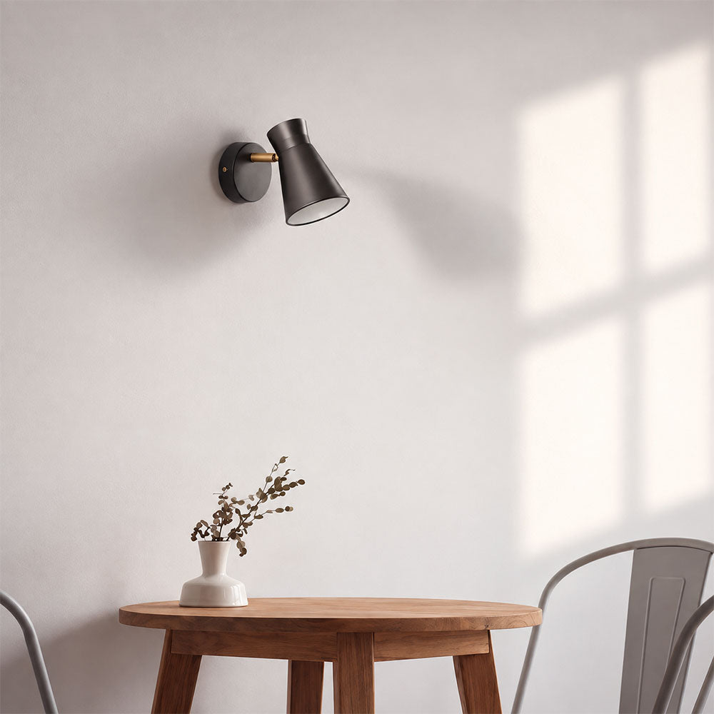 Interior Cone Iron Adjustable Shade Antique Brass Highlight Wall Light Matte Black - MECTO-W1