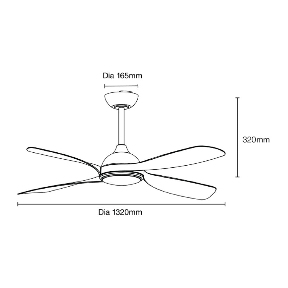 Hampton 52" DC Smart Ceiling Fan With WIFI Remote Control + LED Light Matt Black - MHDC1343M