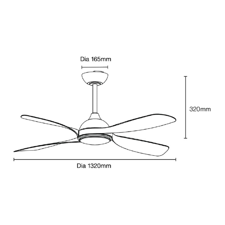 Hampton 52" DC Smart Ceiling Fan With WIFI Remote Control + LED Light Matt Black - MHDC1343M
