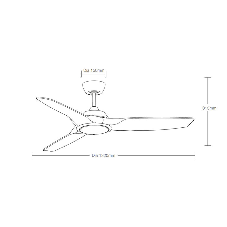 Impact 52" DC Smart Ceiling Fan With WIFI Remote Control + LED Light Matt Black - MIDC1333M