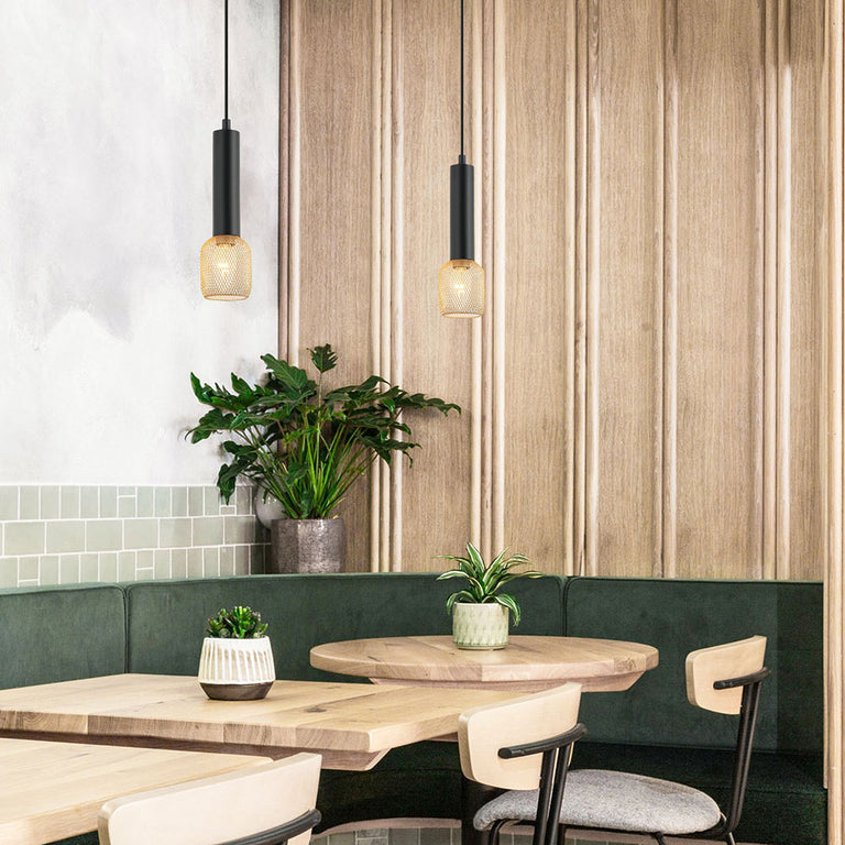 Interior Cylinder & Mesh Pendant Black - MIKRO1