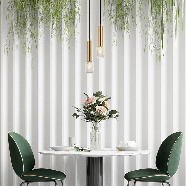 Interior Cylinder & Mesh Pendant Antique Brass - MIKRO2