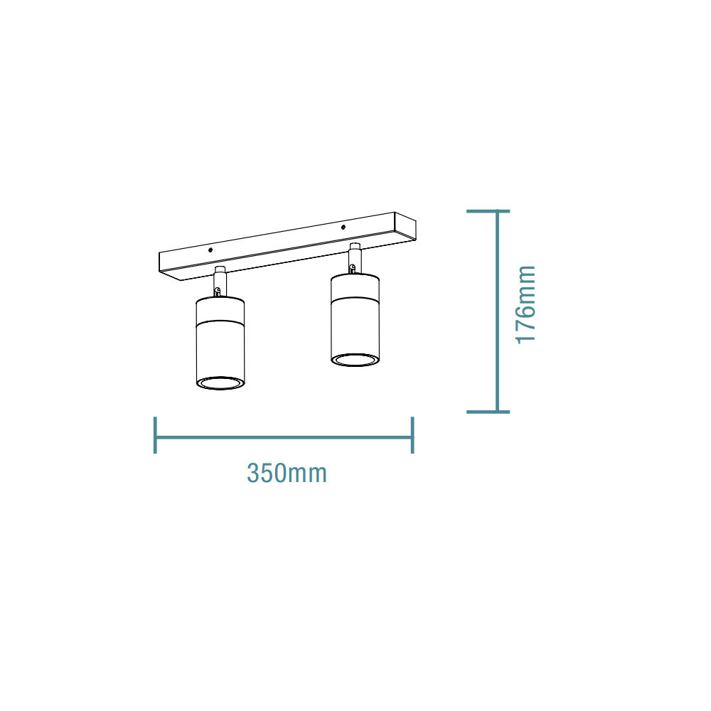 Crest 2 Light 240V GU10 Ceiling Spotlight Bar Light Matt Black IP65 - MLCS2M