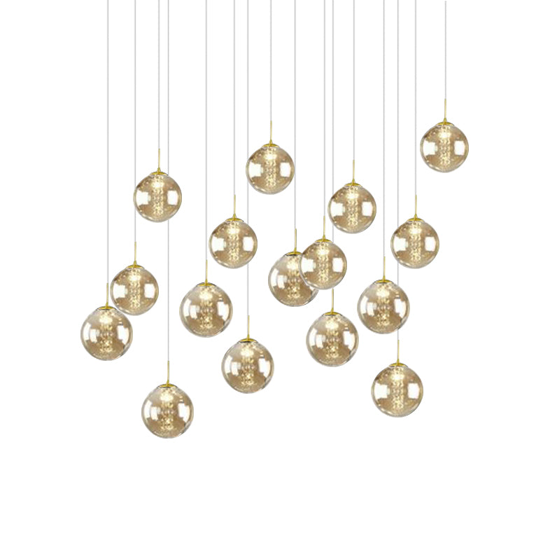 Bubbles 16 Light Rectangle Pendant Gold / Cognac
