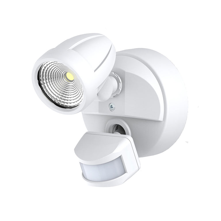 Bandit 12W LED Single Head Polycarbonate Coastal Spotlight With Sensor White / Tri-Colour - MLXB3451WS