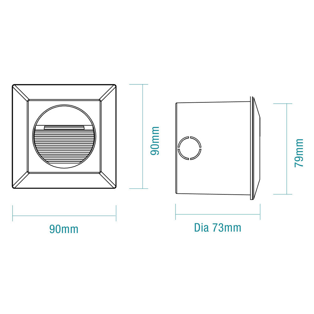 Quattro 3W LED Recessed Wall Light White / Tri-Colour - MLXQ3453W