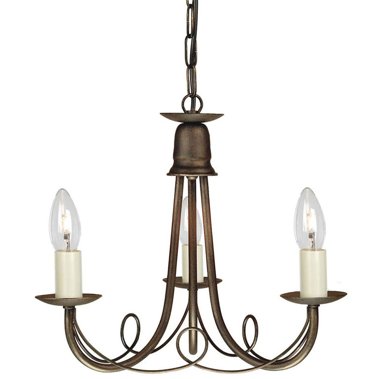 Minster 3 Light Chandelier Black / Gold - MN3-BLK-GOLD