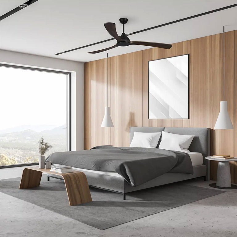 Norfolk Aero 86" DC Smart Ceiling Fan With WIFI Remote Control Matt Black / Walnut - MNDCM + MNB220W
