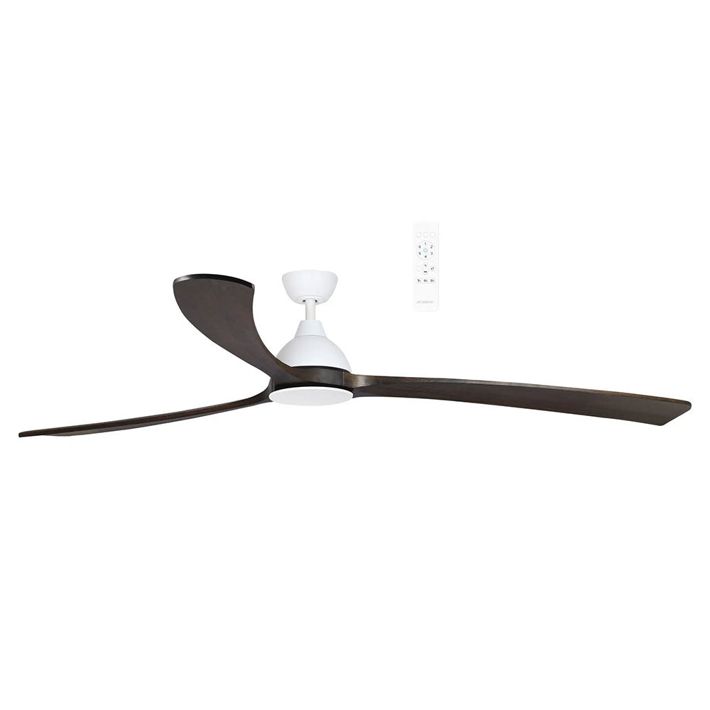 Norfolk Aero 86" DC Smart Ceiling Fan With WIFI Remote Control Matt White / Walnut - MNDCW + MNB220W