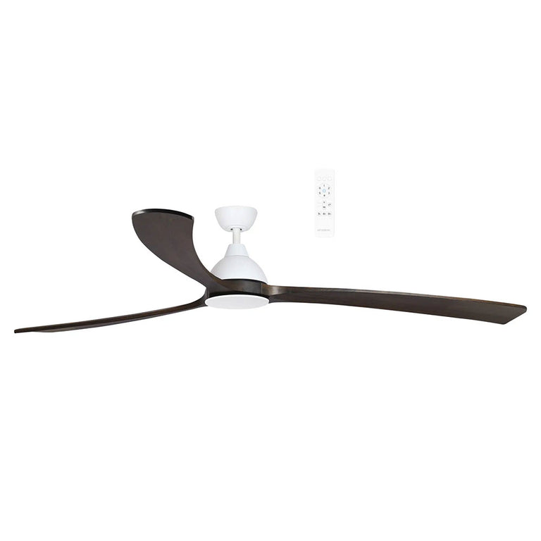 Norfolk Aero 86" DC Smart Ceiling Fan With WIFI Remote Control Matt White / Walnut - MNDCW + MNB220W