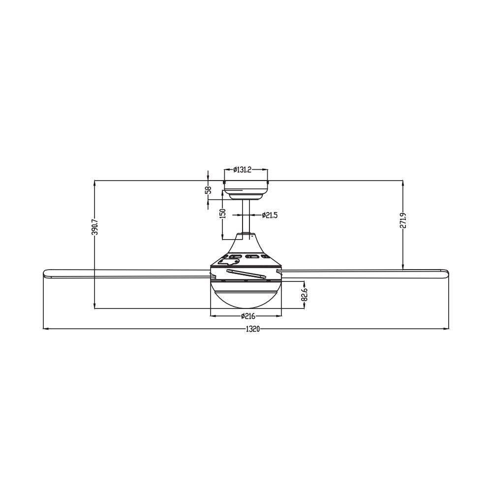 Altair 8 52" AC 4 Blade Ceiling Fan Silver with 2 x E27 Light - MP1248-4-E27/SILVER