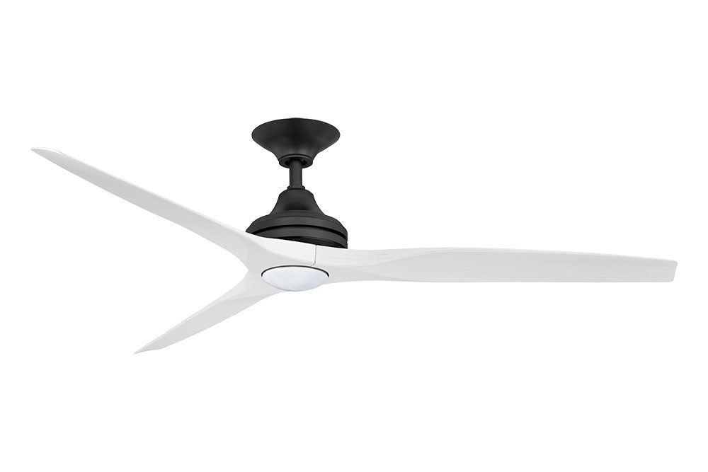Spitfire 2 60" AC Ceiling Fan With 17W Dimmable LED Black Motor / White Wash Polymer Blades - MS21BL + BS21WW + SPI17LED