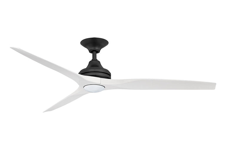 Spitfire 2 60" AC Ceiling Fan With 17W Dimmable LED Black Motor / White Wash Polymer Blades - MS21BL + BS21WW + SPI17LED