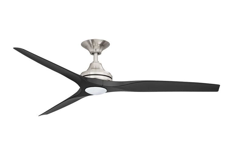 Spitfire 2 60" AC Ceiling Fan With 17W Dimmable LED Brushed Nickel Motor / Black Polymer Blades - MS21BN + BS21BL + SPI17LED